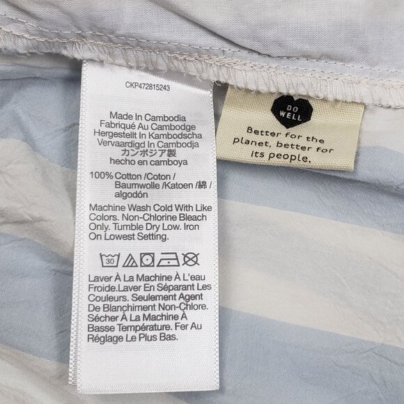 Madewell Cotton Poplin Pull-On Shorts Women's Sz Large Weathered Sky Blue Stripe - Picture 8 of 16